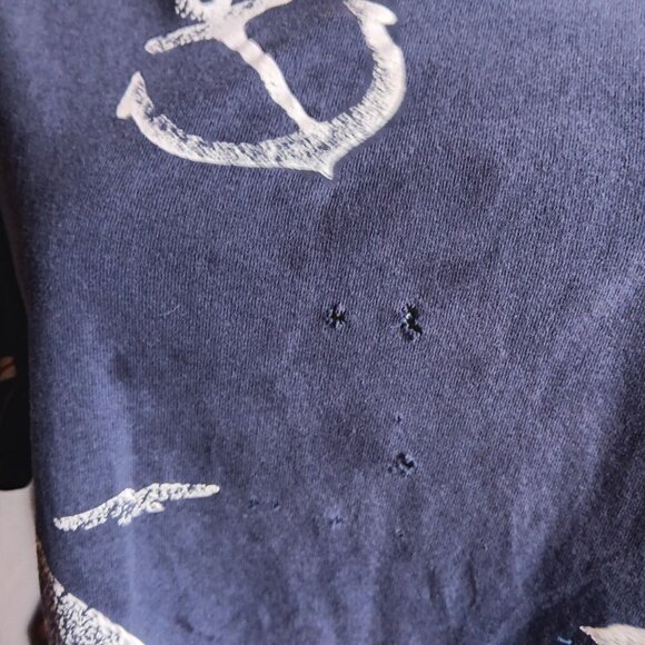 Vintage Large Women's T-shirt 80's Nautical-Themed Blue Lighthouse Anchors AOP - Picture 3 of 7